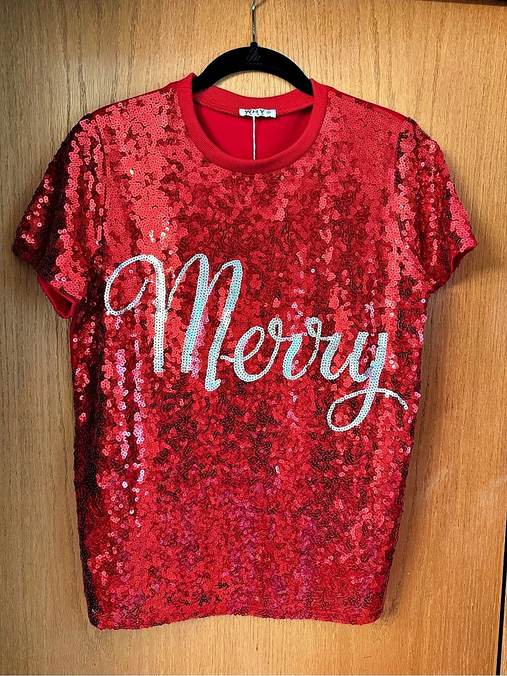 WHY DRESS Ragazza Sequin Merry Tee in Red Small NWT